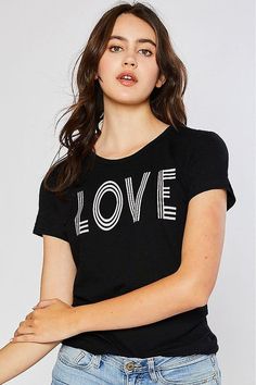 You are sure to LOVE this comfy tee. Featuring a soft lightweight slub fabric this style pairs perfectly with your favorite denim and a cozy cardigan Short Sleeve Fabric: Cotton/Polyester Model is 5'7" wearing a size small Cardigan Short, Embroidered Tee, Cozy Cardigan, Short Sleeve Cardigan, Denim Short, Off Shoulder Tops, Top Sales, Comfy Tees, Black Mesh