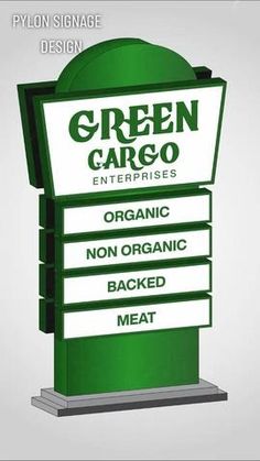 the green cargo sign has instructions on how to use it