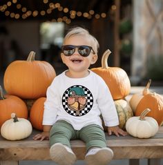 Gobble Gobble Turkey Thanksgiving Boys Tee Shirt, Fall Long Sleeve Toddler T-Shirt, Youth Boys Checkered Turkey Tee, Turkey with Sunglasses 100% Polyester-Feels like super soft Cotton. Design will not fade.  Shirt will not shrink. Washing Instructions: Turn garment inside out. Machine wash COLD with mild detergent. NO bleach. Dry at a normal dryer setting on household machines. Do not dry clean. Instructions apply to the material only, please follow garment washing instructions as well.. Kids Tee Shirts, Kids Birthday Shirts, Thanksgiving Shirts, Kids Graphic Tees, Boy Tees, Toddler Tees, Graphic Tee Shirts, Kid Tees, Kids Tops