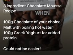 a bag of chocolate mousse with instructions on how to make it in the microwave