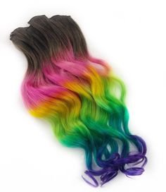 Blue Dip Dye Hair, Pride Hair, Rainbow Hair Extensions, Edgy Hair Color, Tie Dye Hair, Tape Ins, Dip Dye Hair, Colored Hair Extensions, Ombre Hair Extensions