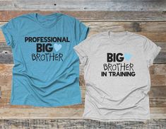 This Big Brother In Training Shirt and Professional Big Brother Shirt make a wonderful Gift for a Big Brother to be. Get the siblings involved with the baby reveal with these Pregnancy Announcement Shirts for Kids. This listing is for one shirt or onesies® only - to purchase more than one add each one separately. Colors can be changed upon request. These shirts are all made to order - design may vary slightly. Vinyl is adhered with a high temperature heat press.  Vinyl is CPSIA certified - safe Big Brother Training Announcement, Big Brother Onesie, Gift For Big Brother, Nesting Party, Big Brother To Be, Brother Announcement, Big Brother Announcement Shirt, Big Brother Announcement, Big Brother Gift