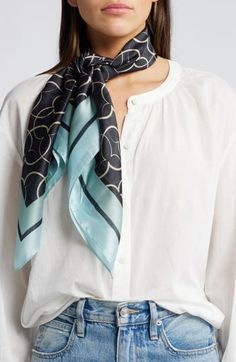 Accent your ensemble with this smooth satiny scarf updated in an eye-catching print. H"36 1/2xW"35 1/2 100% polyester Hand wash, line dry Imported Satin Scarf, Hooded Poncho, Scarf Poncho, Hermes Scarf, Womens Fashion Inspiration, Dress Shoes Womens, Rolled Hem, Beauty Trends, Womens Scarves