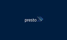 the word presto on a dark blue background