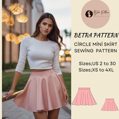 Circle Mini Skirt Sewing Pattern,Tennis Skirt Sewing Pattern,Skater Skirt Pattern,,Summer Skirt Pattern,Short Skirt ,,available as an instant download (pdf) sewing pattern bundle with a range of size options , including plus sizes ⭐US Sizes: 2, 4, 6, 8, 10, 12, 14, 16, 18, 20, 22, 24, 26, 28, 30 ⭐Standard Sizes: XS, S, M, L, XL, 2XL, 3XL, 4XL ⭐These patterns are suitable for A4, A0, and US Letter size papers. ⭐Once your payment is processed, you will automatically receive download links for the pattern files. Please note that you can only download the files from a computer; they will not work on a phone or iPad. ⭐This is a digital product. You will receive zip files containing the patterns and sewing instructions. ⭐Due to the nature of digital downloads, no refund, return, or exchange of t Summer Stretch Skort With Full Skirt, Tennis Skirt Sewing, Summer Skirt Pattern, Skater Skirt Pattern, Mini Skirt Sewing, Mini Skirt Sewing Pattern, Mini Rock, Skirt Sewing Pattern, Skirt Sewing