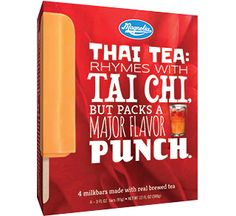 an advertisement for a flavored drink called thai tea, with the caption that reads, but packs a major flavor punch