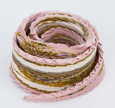 Hermès 100% silk twill scarf with hand-rolled edges. Brandebourg scarf by Cathy Latham. Rare and collectible pink pleated version. Comes in box. Faux Hide Rug, Linen Headboard, Striped Bedding, Silk Twill Scarf, Pink Scarf, Pink Scarves, Hermes Handbags, Christian Lacroix, Silk Twill