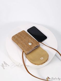 Bird in Bag - Fashionable Woven Phone Case Trendy Rectangular Phone Bag For Beach, Trendy Rectangular Beach Phone Bag, Trendy Beach Phone Bag With Adjustable Strap, Trendy Brown Portable Phone Bag, Trendy Rectangular Travel Phone Bag, Trendy Travel Phone Bag Rectangular Case, Trendy Rectangular Phone Bag For Travel, Trendy Rectangular Phone Bag For Summer, Trendy Rectangular Phone Bag For Daily Use