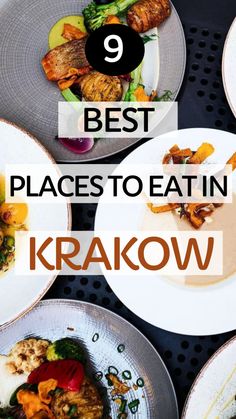 plates with different types of food on them and the words 9 best places to eat in prague