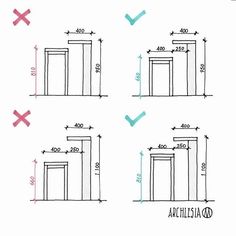 four different sizes of doors with measurements for each door and the same size as shown below