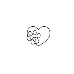 a black and white drawing of a dog's paw in a heart