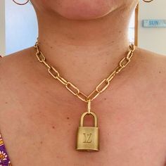 Authentic Lv Padlock Set With Brand New Generic Chain. Measurement Is On The Photos. I Personally Like This One, Simple But Looks Elegant. Louis Vuitton Necklace Lock, Louis Vuitton Jewelry, Womens Jewelry Necklace, Jewelry Necklaces, Louis Vuitton, Necklaces, Women Jewelry, Brand New, Chain