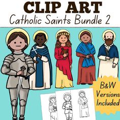 clip art catholic saints bundle 2 for the b & w version includes pictures and text