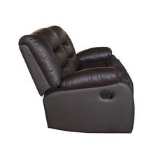 the reclining chair is shown in brown leather