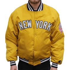 Jordan Baker, Stop Chasing, Black Biker Jacket, Yellow Satin, Satin Jacket, Yellow Jacket, Ny Yankees, Custom Jacket, Satin Jackets