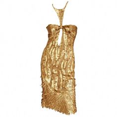 Tom Ford Gucci 2004 Collection Gold It. 42 Cocktail Dress, Brown #whitecocktaildress Embellished Dresses, Tom Ford For Gucci, Tom Ford Gucci, Dresses Gold, Embellished Cocktail Dress, Gold Cocktail Dress, Gold Sequin Dress, Dress Sequin, Dress Stretch