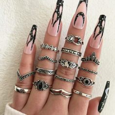 15 Pcs Yin & Yang Decor Ring, Antique Silver. Beautiful Style Rings For A Summer Vibe. Please Refer To All Pictures For Accurate Details About Sizes. Grunge Rings, Eye Flower, Hippie Goth, Glam Aesthetic, Rings Aesthetic, Trendy Office, Birthday Fits, Vintage Hip Hop, Style Hip Hop