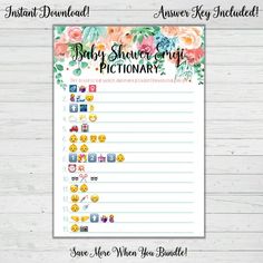 a baby shower game with flowers on it