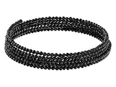 2.20-2.50mm round black spinel stainless steel wrap bead bracelet. Measures approximately .48"W. No closure. Stainless Bracelet, Healing Gemstone Bracelets, Jewelry Television, Jewelry Clasps, Beaded Wrap Bracelets, Broken Chain, Latest Jewellery, Black Spinel, Nature Bracelets