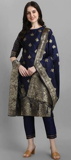 Blue color Salwar Kameez in Jacquard fabric with Weaving, Zari work Festive Blue Salwar Kameez With Zari Weaving, Elegant Blue Festive Salwar Kameez, Royal Blue Semi-stitched Salwar Kameez With Zari Work, Blue Semi-stitched Banarasi Silk Salwar Kameez, Luxury Semi-stitched Blue Salwar Kameez, Priyanka Chopra Dress, Plus Size Lehenga, Maroon Saree, Party Wear Kurtis