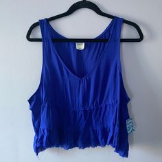 Brand New With Tags! Blue Bra-friendly Crop Top For Beach, Urban Outfitters Blue Vacation Tops, Blue Bohemian Cropped Top, Blue Bra-friendly Camisole Crop Top, Free People T-shirts & Tank Tops, Blue Crop Tops, Free People Tops, Cobalt Blue, Cobalt