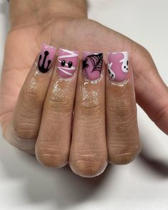 Short Pink Halloween Nails, Moms Nails, Girly Acrylic Nails, Glow Nails, Dope Nail Designs