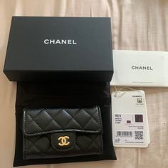 Chanel Flap Card Holder In Caviar Leather Perfect Condition Brand New Just A Small Discoloration Of The Chanel Stamp Others In Perfect Condition. Hard Find. Comes With Box And Dust Bag. Luxury Card Holder Chanel, Luxury Black Card Holder, Chanel Card Holder Beige, Card Holder Chanel, Chanel 19 Card Holder, Elegant Black Card Holder As Gift, Luxury Black Card Holder For Evening, Luxury Black Evening Card Holder, Elegant Black Compact Card Holder