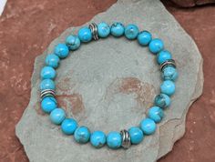 Bracelet - Laura Ingalls Women's Kingman Turquoise 8mm Bead Stretch Bracelet B-509 Western Bracelets, Western Store, Laura Ingalls, Purple Turquoise, Wrap Bracelets, Cowgirl Western, Western Hats, Kingman Turquoise, Genuine Turquoise