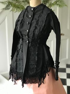 1860s Victorian Silk Bodice Jacket With Beautiful Silk Passementerie - Etsy Victorian Bodice, Victorian Blouse, French Silk, Silk Bow, Antique Clothing, Antique Lace, Fashion Blouse, Lace Fashion, At A Glance