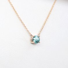 "◈ Brilliant Forever ◈ ◈ Pendant Details ◈ > Metal: Solid 14K White Gold& Rose & Yellow Gold > Center stone : 5mm AAA Natural Blue Zircon (Approx:0.5ct) > Stone Treatment: NOT Enhanced ALL NATURAL > Length: 14'' - 20\" Solid 14k Italy Rolo Chain 1.0 MM Made to Order, All Handmade in United States. 18K Available upon request please contact us. -------------------------------------------------------------------- Same design with - Amethyst : https://etsy.me/2OBi6Gm Aquamarine : December Birthstone Necklace, Solitaire Necklace, Big Diamond, Solitaire Necklaces, Gold Heart Necklace, Rose Yellow, Necklace Blue, Blue Zircon, December Birthstone