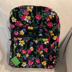 Nwt Vera Bradley Campus Backpack In Wildflower Garden Floral Print Backpack For Everyday Use In Spring, Spring Backpack With Floral Print For Everyday Use, Spring Floral Print Backpack For Everyday Use, Spring Floral Print Backpack For Daily Use, Multicolor Floral Print School Bags, Spring Floral Print Standard Backpack, Multicolor Standard Backpack For Spring, Green Standard Backpack For Spring, Green Spring Standard Backpack