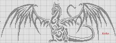 a cross stitch pattern with an image of a dragon on the front and back side