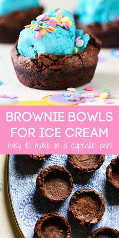 brownie bowls for ice cream on a plate