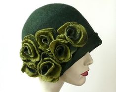 Turban Mode, Poppy Hat, Art Hats, 1920s Hats, 1920s Hat, Gatsby Hat, Felted Hat, Cloche Hats, Hat Art