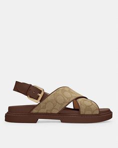 COACH® | Fraser Sandal In Signature Jacquard Coach Outlet, Satchel, Mens Sunglasses, Sandals, Sunglasses, Women Shoes