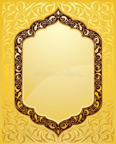 an ornate gold frame on a yellow background with swirls and scrolls