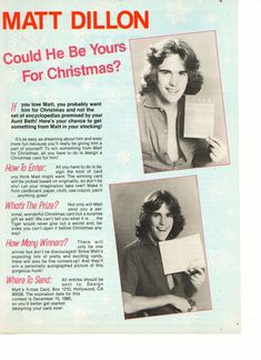 an advertisement for matt dillon's christmas album, could he be yours for christmas?