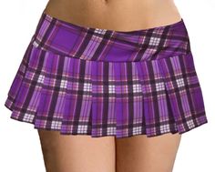 "JUNIOR to PLUS SIZE \"PURPLE\" PLAID MICRO MINI SKIRT 9\"-12\" Long. Has Black, Red and White stripes. TO ENSURE YOU ORDER THE CORRECT SIZE SKIRT, PLEASE READ THIS CAREFULLY: If you are still unsure please contact us. BECAUSE WE HAVE NO IDEA WHETHER YOU WEAR YOUR SKIRTS: 1/ HIGH ON THE WAIST. 2/ OVER THE BELLY BUTTON, 3/ JUST BELOW THE BELLYBUTTON (OUR PICTURES SHOW THIS HIP-HUGGER STYLE) 4/ OR PERHAPS YOU WEAR IT LOW LOW LOW ON THE HIP (LOW RIDER) ALL THESE MEASUREMENTS ARE GOING TO BE DIFFERE Micro Miniskirt, Plaid Pleated Mini Skirt, Rok Mini, Plaid Pleated Skirt, Micro Mini Skirt, Mini Robes, Purple Plaid, Modieuze Outfits, Plaid Mini Skirt