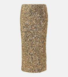 Rotate Birger Christensen, Gold Skirt, Birger Christensen, Skirt Midi, Gold Sequins, Leather Mules, Party Looks, Metallic Leather, Color Names