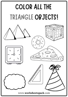 Triangle Shape Activity Pages for Kindergarten and Preschool. Triangle Coloring Page Preschool, Triangle Practice Preschool, Triangle Lesson Plans Preschool, Triangle Worksheets Kindergarten, Triangle Projects For Preschool, Triangle Crafts For Preschoolers, Triangle Shape Worksheets For Preschool, Triangle Activities For Kindergarten, Shapes Coloring Pages Free Printable