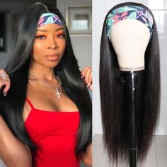 Womens Headband Wig Human Hair Straight Glueless Brazilian Wigs For Black Women Remy Full Machine Made Fast Delivery 12inches-180% Wigs Glueless, Wig For Black Women, How To Make Headbands, Deep Wave Hairstyles, 100 Human Hair Wigs, Best Wigs