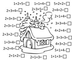 a coloring page with numbers and a house on it, as well as an addition to the