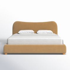 an image of a bed with white sheets and pillows on the headboard or foot board