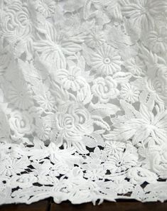 Pure white Flowers lace fabric,Rich white lace fabrics White Lace Fabric, Lace Fabrics, Embroidered Lace Fabric, Lace Decor, Guipure Lace, 3d Flowers, Lace Weddings, Lace Flowers, Bridal Lace