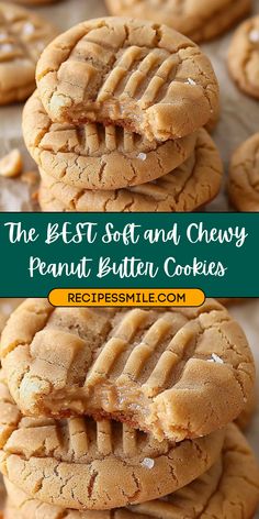 the best soft and chewy peanut butter cookies are made with only 3 ingredients, they're so good to eat