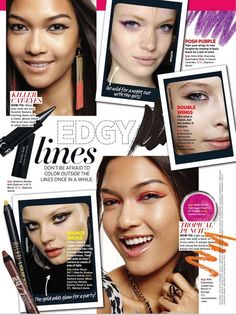 Makeup Magazine Layout, Seventeen Makeup, Seventeen Magazine 90s Makeup, 80s Makeup Magazine, 70s Makeup Magazine, Rockstar Makeup, Y2k Magazine, Japanese Makeup Magazine, Makeup Board