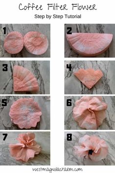 how to make coffee filter flower step by step with instructions for making the flowers and petals