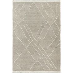 a gray rug with white lines on it