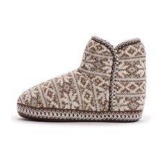 These Muk Luks women's ankle bootie slippers will keep your feet snug and cozy on chilly mornings and relaxing evenings at home. The slip-on style features a textured knit upper with a faux fur lining for added warmth and a sturdy rubber sole. Features: Faux Fur LinedClosure Type: Slip-OnBase Material: 100% AcrylicUpper/Outer Base Material: 100% AcrylicShoe Lining Material: PolyesterSole Material Content: 100% Thermoplastic-RubberCare: Hand WashCountry of Origin: Imported Comfortable Slip-on Winter Booties, Comfortable Indoor Booties With Round Toe, Indoor Winter Booties With Round Toe, Comfortable Warm Booties With Round Toe, Warm Comfortable Booties With Round Toe, Comfortable Winter Booties With Round Toe, Comfortable Closed Toe Winter Booties, Comfy Brown Winter Slippers, Brown Indoor Slippers For Winter