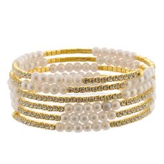 measures(inch) : length 2.25 Pearl Strand, Pearl Cream, Gold Cream, Pearl Strands, Strand Bracelet, Wedding Bracelet, Bracelet Gold, Cute Jewelry, Beaded Jewelry